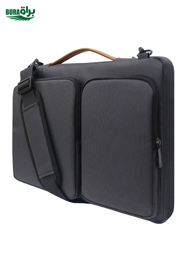BURAQ Nylon Waterproof Laptop Handbag Bag for 15-15.6 inch Laptops with Trunk Trolley Strap (Black) - Image 4