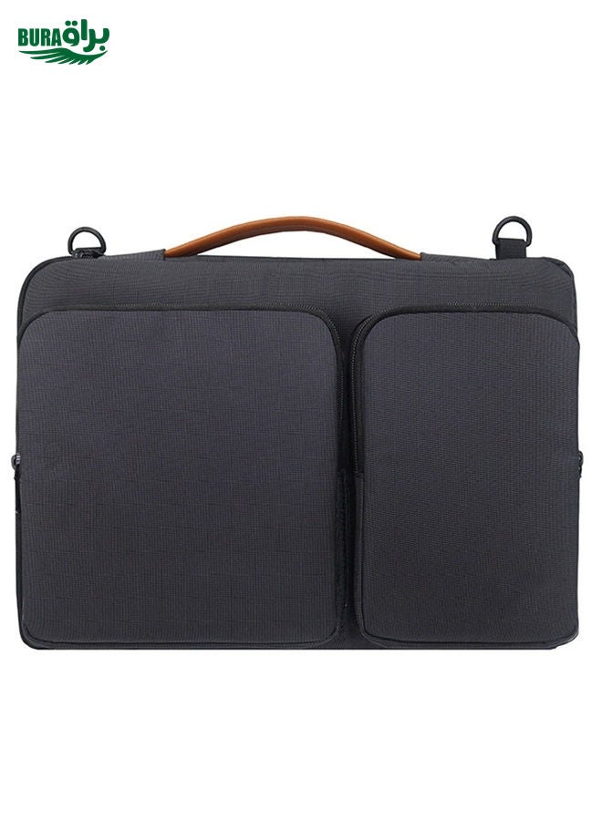 BURAQ Nylon Waterproof Laptop Handbag Bag for 15-15.6 inch Laptops with Trunk Trolley Strap (Black) - Image 2