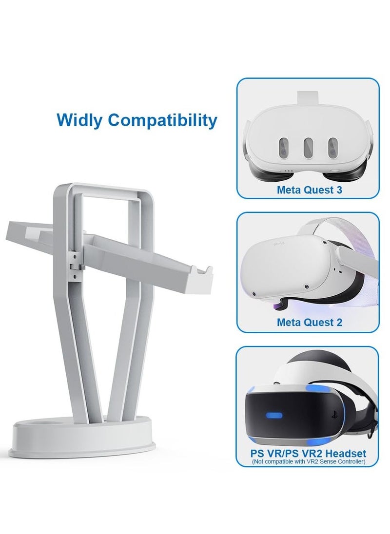 Stand Compatible with Quest 3 Quest 2 VR Headset and Touch Controllers,Storage and Display Table Stand Suitable for Rift Rift S GO, White - Image 1