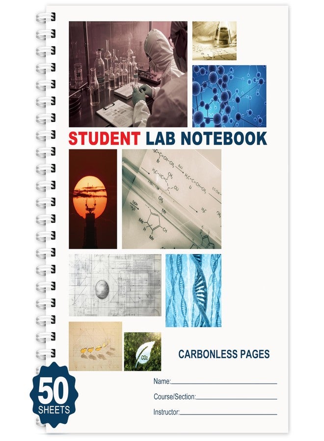 Yeplan Carbonless Lab Notebook - 8.5" x 11" Chemistry Notebook with 50 Sets of Pages, Science Grid Paper, Protective Translucent Cover & Wire-O Binding, for Students/Researchers - Image 1