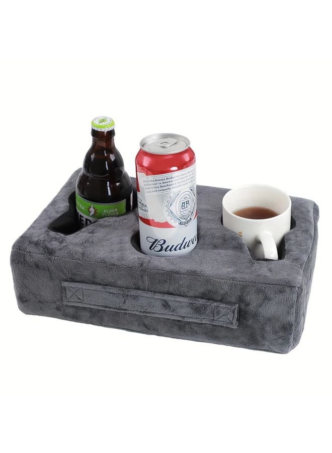 Brown Sofa Cup Holder Armrest Tray for Couch Bed RV Car Drink Remote Caddy - Image 1