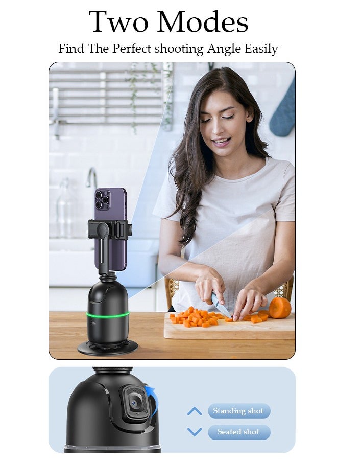 Auto Face Tracking Tripod, 360°Rotation Auto Tracking Phone Holder Body Track Camera Mount with Remote, No App Needed, Gesture Control, Moving Tripod for Vlog Live Streaming Video Recording