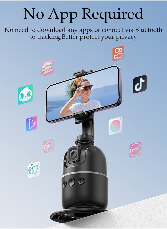 Auto Face Tracking Tripod, 360°Rotation Auto Tracking Phone Holder Body Track Camera Mount with Remote, No App Needed, Gesture Control, Moving Tripod for Vlog Live Streaming Video Recording