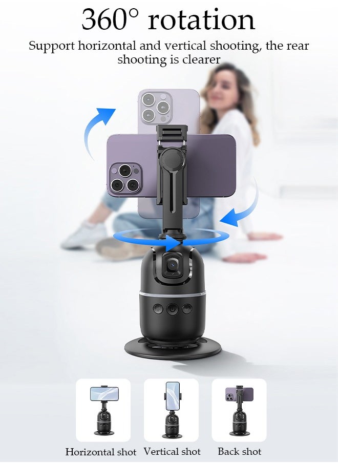 Auto Face Tracking Tripod, 360°Rotation Auto Tracking Phone Holder Body Track Camera Mount with Remote, No App Needed, Gesture Control, Moving Tripod for Vlog Live Streaming Video Recording