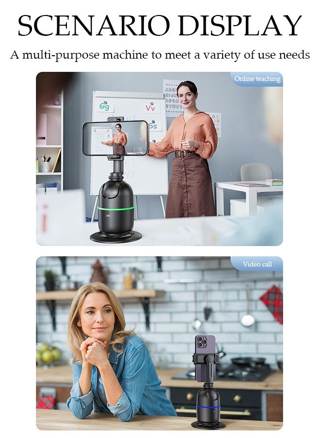 Auto Face Tracking Tripod, 360°Rotation Auto Tracking Phone Holder Body Track Camera Mount with Remote, No App Needed, Gesture Control, Moving Tripod for Vlog Live Streaming Video Recording