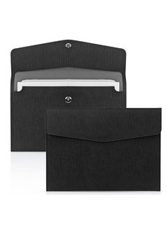 Excefore A4 Envelope File Holder Waterproof Document Bag  Lightweight PU Leather Multifunction Portfolio Document File Folder File Organizer Storage Case for Paper Document Tablet Case 2PCS Black  - Image 1