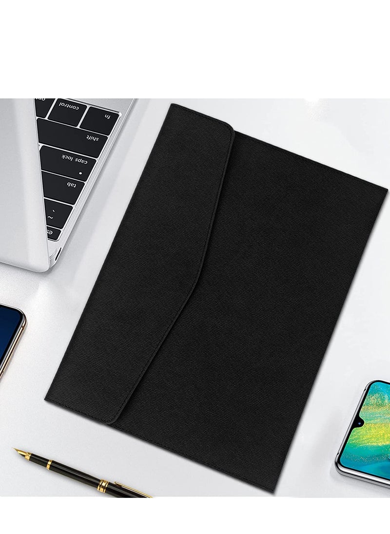 Excefore - A4 Envelope File Holder Waterproof Document Bag  Lightweight PU Leather Multifunction Portfolio Document File Folder File Organizer Storage Case for Paper Document Tablet Case 2PCS Black - Image 1
