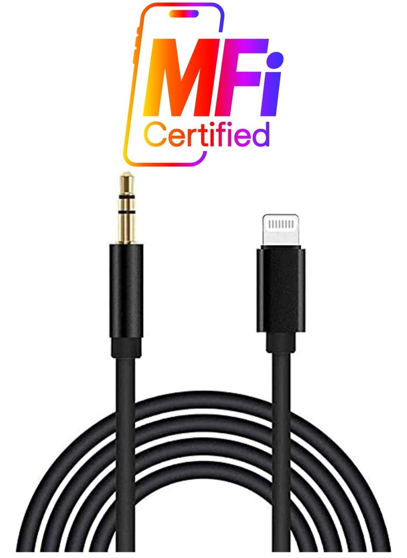 Raxoom Aux Cord for iPhone, Apple MFi Certified Lightning to 3.5mm Aux Cable for Car Compatible with iPhone 12 11 XS XR X 8 7 6 iPad iPod to Car Home Stereo Speaker Headphone, 3.3FT Black - Image 1