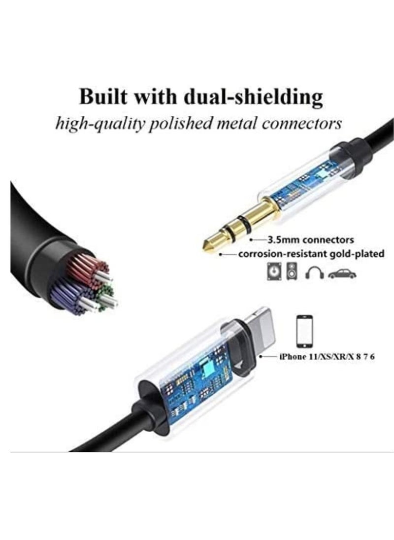Raxoom Aux Cord for iPhone, Apple MFi Certified Lightning to 3.5mm Aux Cable for Car Compatible with iPhone 12 11 XS XR X 8 7 6 iPad iPod to Car Home Stereo Speaker Headphone, 3.3FT Black - Image 2