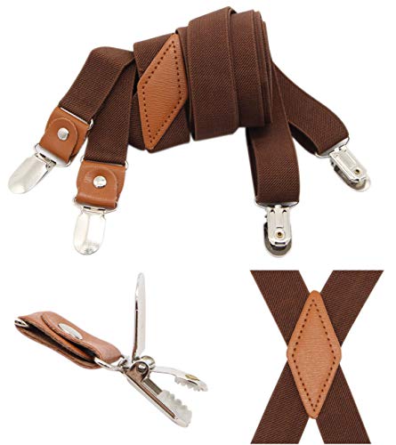 Timiot Mens Suspender and Bowtie Set X Back Heavy Duty Adjustable Elastic Clips (Coffe) - Image 3