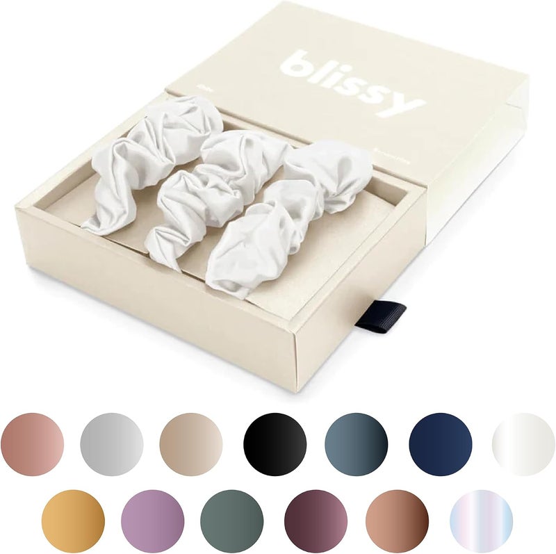BLISSY Silk Scrunchie (White Regular) - Image 1