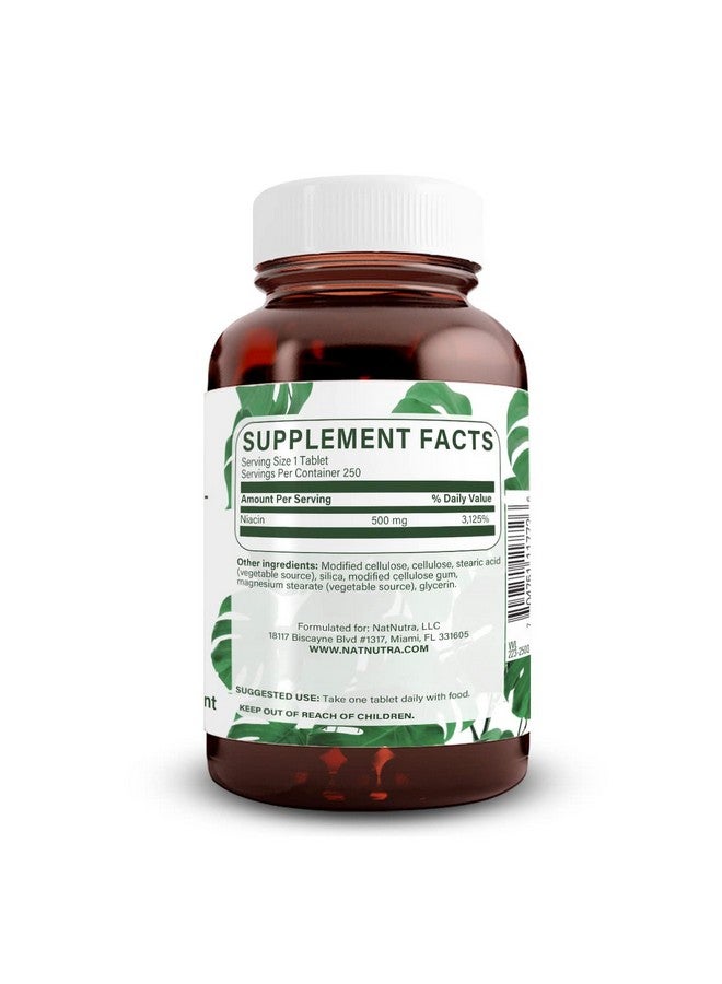 Natural Nutra Time-Release Slow Niacin 500mg (Vitamin B3), Support Healthy Cholesterol, Promotes Cardiovascular Health, Promotes Skin Cells and Improve Cognitive Function, 250 Vegan Tablets - Image 2