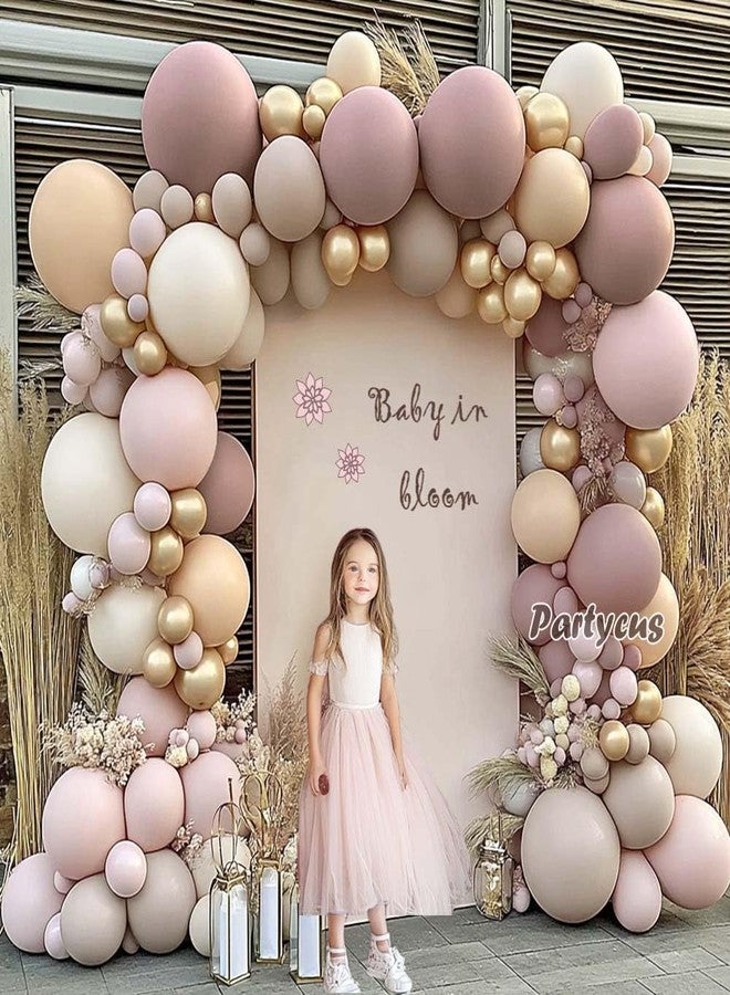 Partycus Neutral Pink Balloon Garland Double Stuffed Mauve Light Pink White Sand Balloon Arch Pastel Beige Blush gold Balloons for Boho Baby Shower Wedding Birthday Party Decoration - Image 2