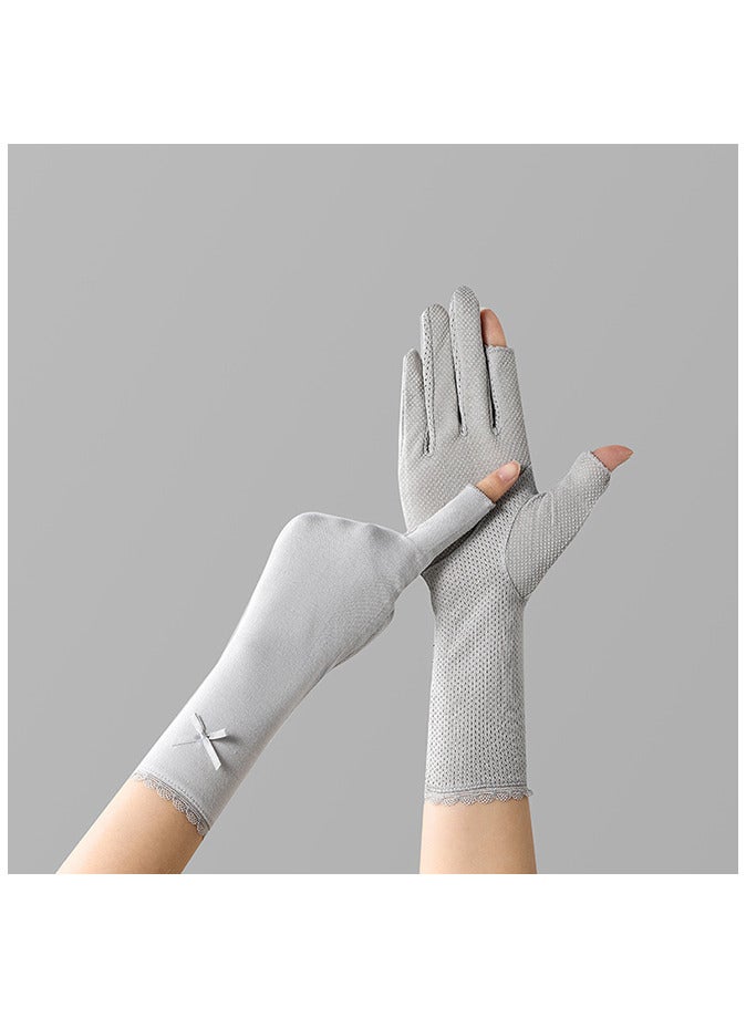Generic Sun Gloves Medium Length Sunblock Gloves Women Driving Cycling Touch Screen UV Protection Gloves  - Image 1