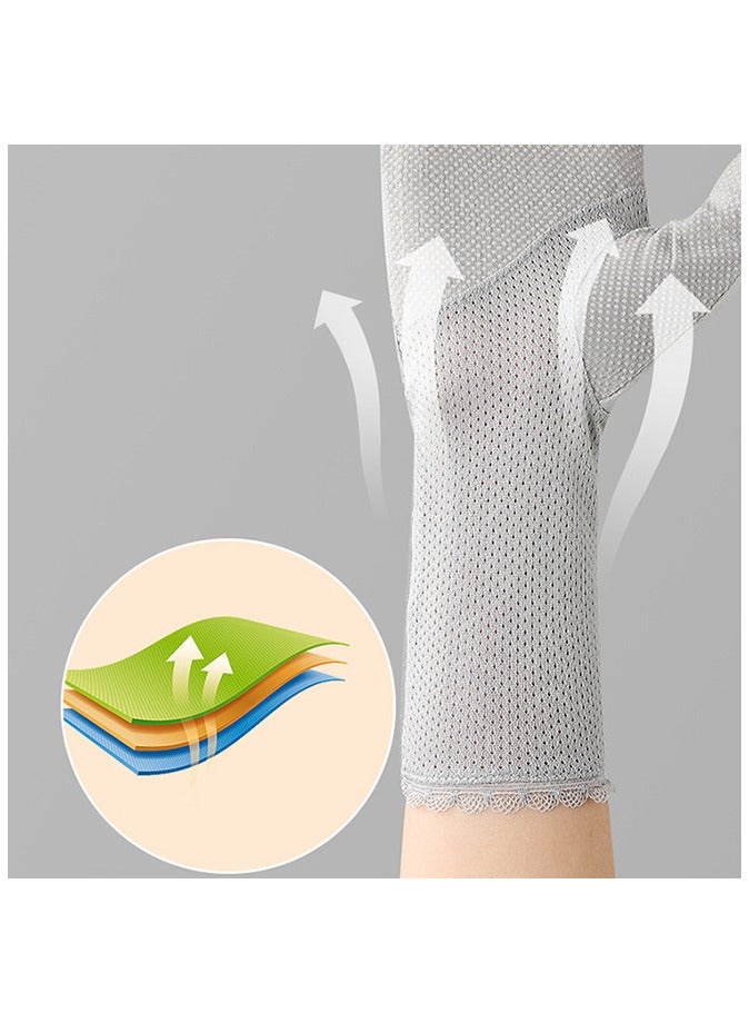 Generic Sun Gloves Medium Length Sunblock Gloves Women Driving Cycling Touch Screen UV Protection Gloves  - Image 3