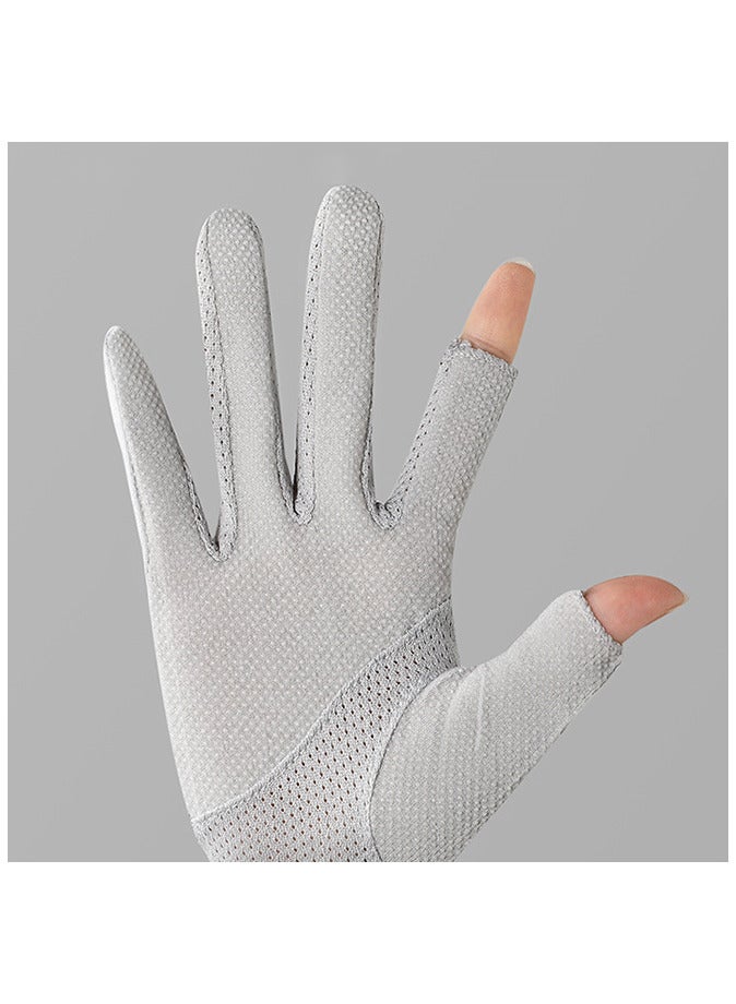 Generic Sun Gloves Medium Length Sunblock Gloves Women Driving Cycling Touch Screen UV Protection Gloves  - Image 2