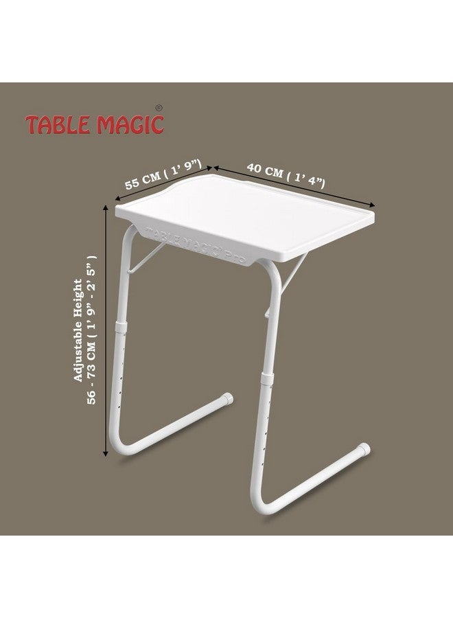 TABLE MAGIC Alloy Steel - Laptop Table Mat Finish, Lapdesk, Multipurpose Table, Utility Table, Height Adjustable Table, Work At Home Table, Study Table (Regular White, Large), 40 Cm, 53 CM - Image 5