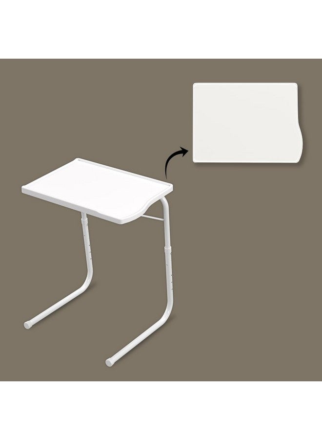 TABLE MAGIC Alloy Steel - Laptop Table Mat Finish, Lapdesk, Multipurpose Table, Utility Table, Height Adjustable Table, Work At Home Table, Study Table (Regular White, Large), 40 Cm, 53 CM - Image 1