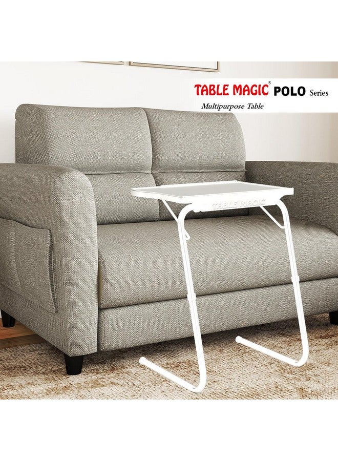 TABLE MAGIC Alloy Steel - Laptop Table Mat Finish, Lapdesk, Multipurpose Table, Utility Table, Height Adjustable Table, Work At Home Table, Study Table (Regular White, Large), 40 Cm, 53 CM - Image 2