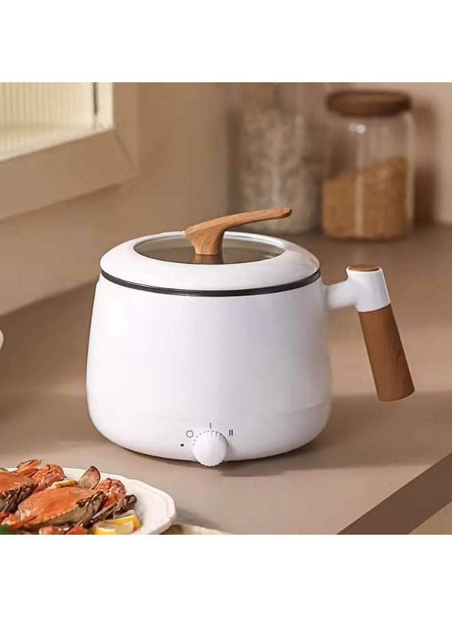 1.5L Multi-Functional Electric Cooker & Hot Pot - 600W Portable Food Steamer & Rice Maker with Non-Stick Inner Pot - 2-Layer Design for Simultaneous Cooking & Steaming - Ideal for Home, Dorm & Travel (White/Gold - Image 3