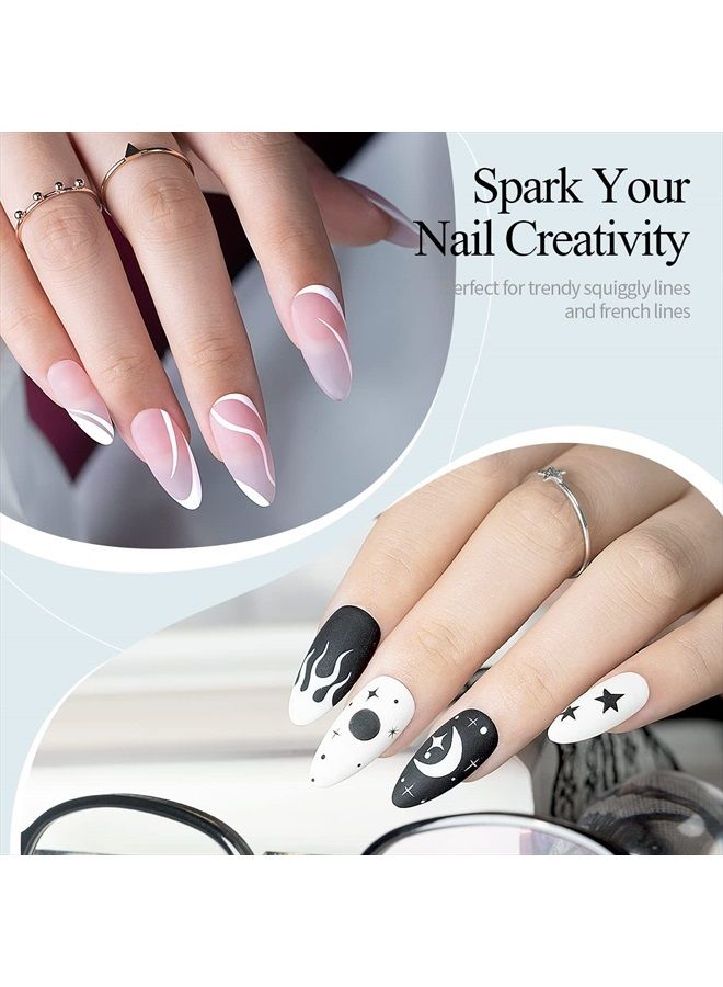 RARJSM Gel Liner Nail Art Polish White Painted Gel Nail Design Polish 1 Bottle Soak off Curing Requires 8ml Build in Thin Nail Brush for Classical Home Salon Diy Nail Design French Manicure Painting - Image 3