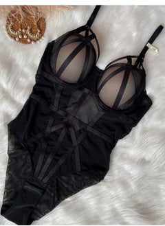 Breathable Solid Color bra And Panty Conjoined Women's Underwear Black