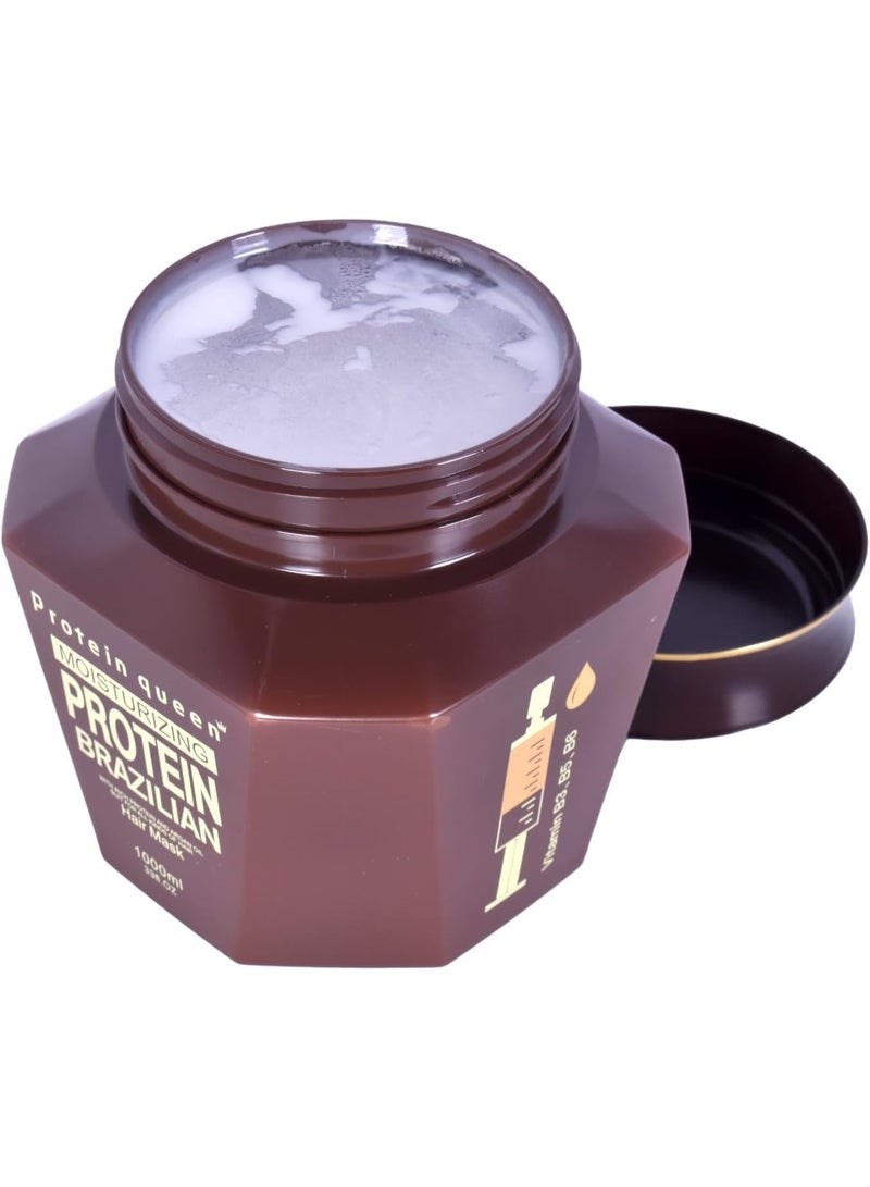 Protein Queen Brazilian Professional Hair Treatment Set, Keratine Moisturizing & Hair Loss Control, Repair, Nourishment. Featuring– SHAMPOO, HAIR MASK and SERUM– Sulfate-Free, Protein-Rich Formula (3pcs Set) - Image 2