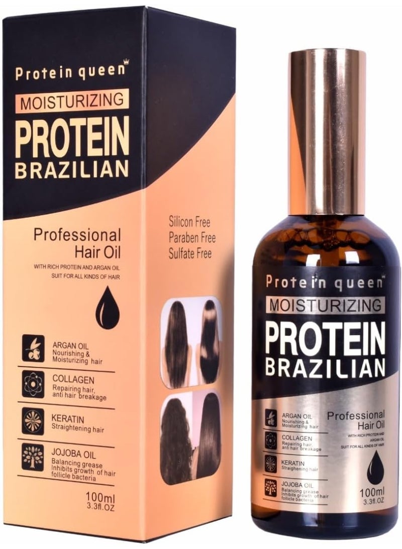 Protein Queen Brazilian Professional Hair Treatment Set, Keratine Moisturizing & Hair Loss Control, Repair, Nourishment. Featuring– SHAMPOO, HAIR MASK and SERUM– Sulfate-Free, Protein-Rich Formula (3pcs Set) - Image 3