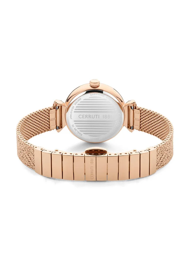 CERRUTI 1881 Cerrisi 31mm Women's Quartz Watch With Rose Gold Pressed Mesh Bracelet
