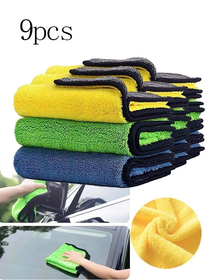 9-Piece 40x30cm Car Drying Towel, Multipurpose Cleaning Cloth for Vehicle Exterior/Interior Quick-Absorbing, Lint-Free (Multicolor) - Image 1
