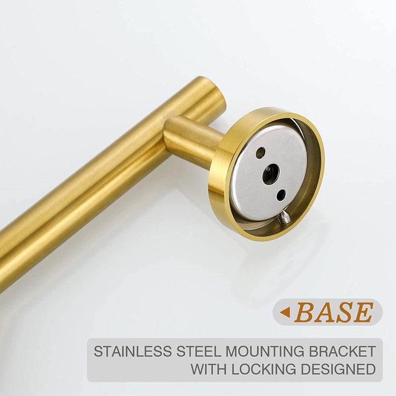 USHOWER Brushed Gold Bathroom Accessories Set  18-Inch Towel Bar Set Wall Mounted  Durable SUS304 Stainless Steel Bathroom Hardware Set  4-Piece - Image 5