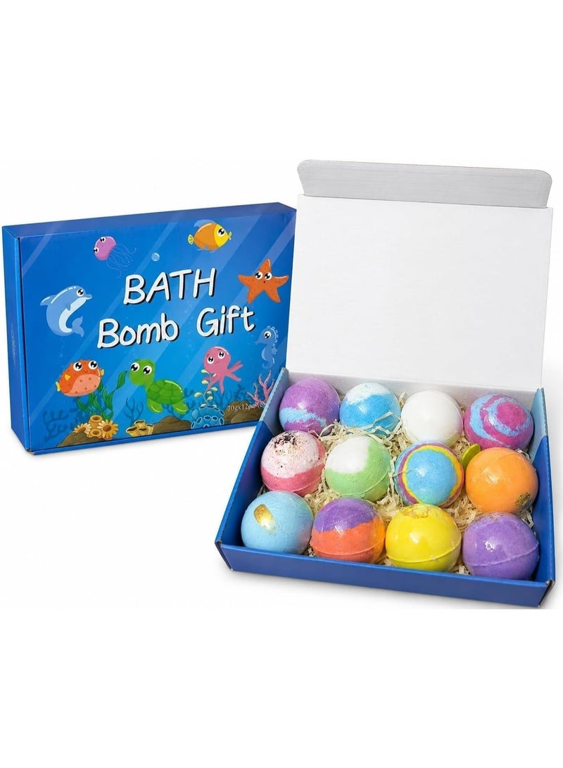 Mermaid-themed bath bombs for kids with surprise jewelry inside, natural and safe for sensitive skin, a pack of 12. - Image 1