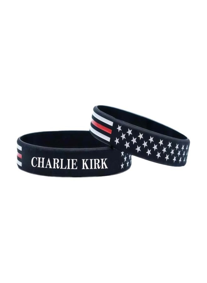 BlingNook Charlie Kirk Bracelet for Women Man, Memorial Merch Patriot Pray Freedom Silicone Bracelets Rubber USA True Turning Point Jewelry Gift (Black 5 Pcs) - Image 4