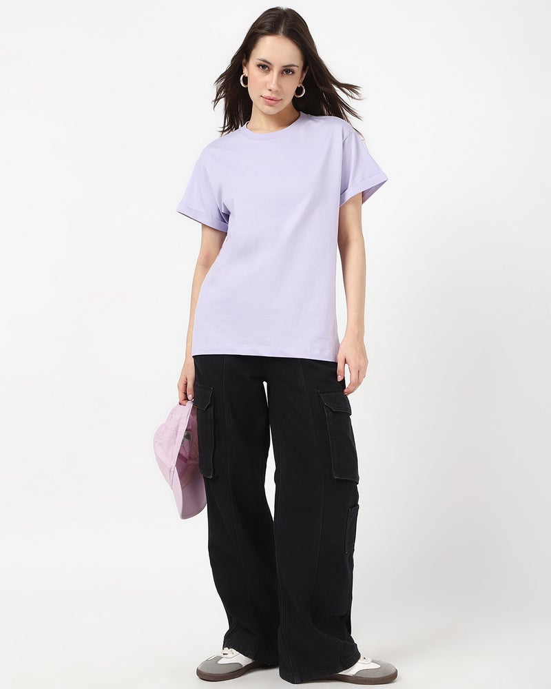 bewakoof Women's Purple Boyfriend T-shirt - Image 4