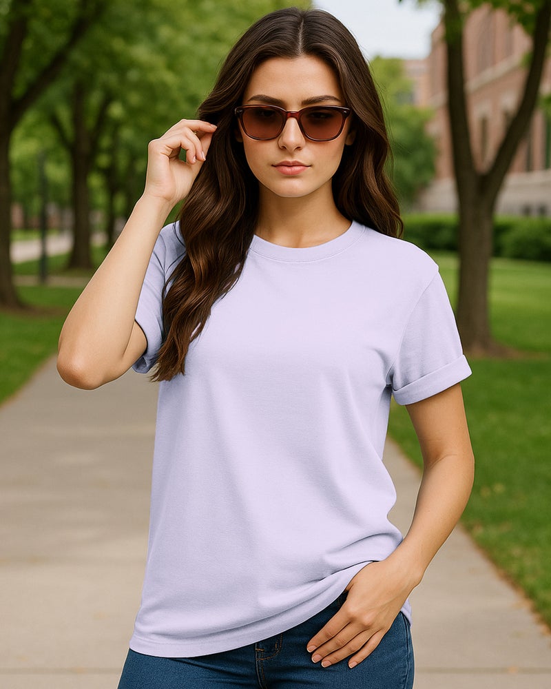bewakoof Women's Purple Boyfriend T-shirt - Image 1