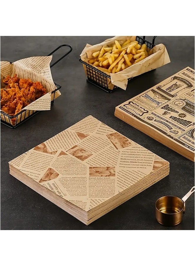 شاو تشن 100 ورقة من ورق تغليف الخبز والسندويش والبرغر والبطاطس - ورق مقاوم للزيت للطعام بجودة غذائية، بطانات صواني مقاومة للماء للخبز، للمطاعم/الفنادق/الاستخدام التجاري ( و20x30 سم) - Image 2