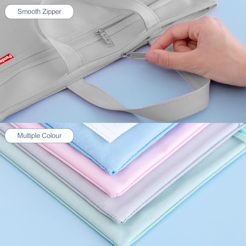 Pendancy Mesh Zipper Pouch 11x13.7 in, 2 pcs Large Double Pocket Waterproof File Bag with Handle, A4 Size Foldable Document Storage for Puzzle Project/Cross Stitch/Travel/Office（Gray Green） - Image 3