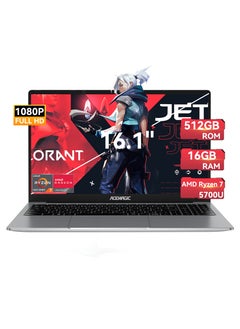 ACEMAGIC Laptop AMD Ryzen7 5700U 16.1-inch FHD 16GB SO-DIMM DDR4 512GB M.2 2280 PCIe3.0 SSD with Windows 11/WIFI6/BT5.2/Type-C/USB3.2/HDMI/backlit keyboard/16:9/AD Metal house  - Image 1