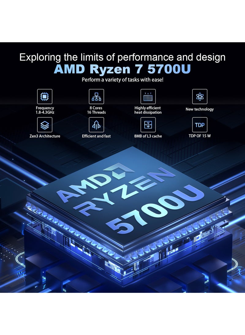 ACEMAGIC Laptop AMD Ryzen7 5700U 16.1-inch FHD 16GB SO-DIMM DDR4 512GB M.2 2280 PCIe3.0 SSD with Windows 11/WIFI6/BT5.2/Type-C/USB3.2/HDMI/backlit keyboard/16:9/AD Metal house  - Image 2