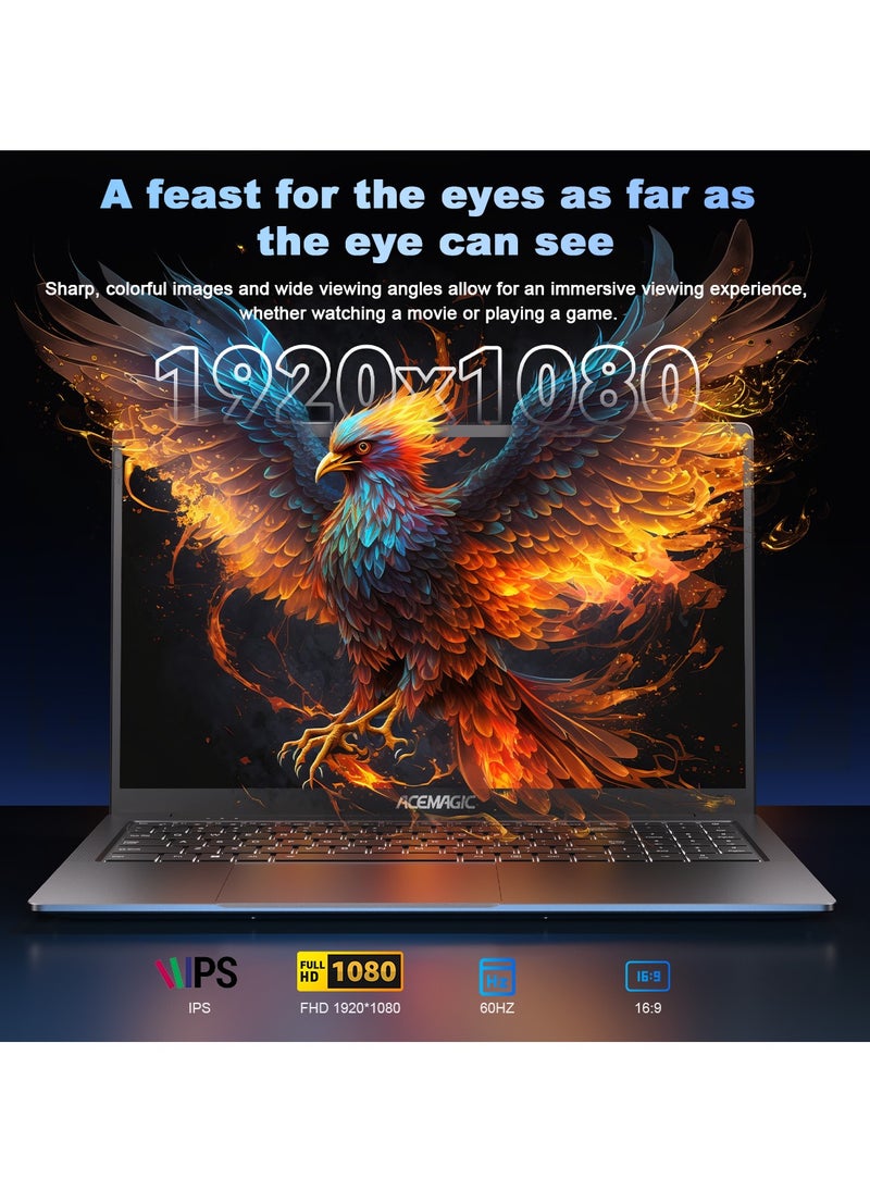 ACEMAGIC - Laptop AMD Ryzen7 5700U 16.1-inch FHD 16GB SO-DIMM DDR4 512GB M.2 2280 PCIe3.0 SSD with Windows 11/WIFI6/BT5.2/Type-C/USB3.2/HDMI/backlit keyboard/16:9/AD Metal house - Image 1