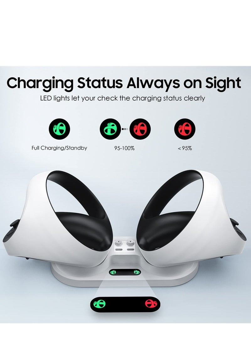 SYOSI Charging Station for Playstation VR2 Controller, Charging Dock Compatible with PS VR2 Controller LED Light Desk Charger Stand with Accessories 4 Type-C Magnetic Clasp and Type-C Cable (White)  - Image 4