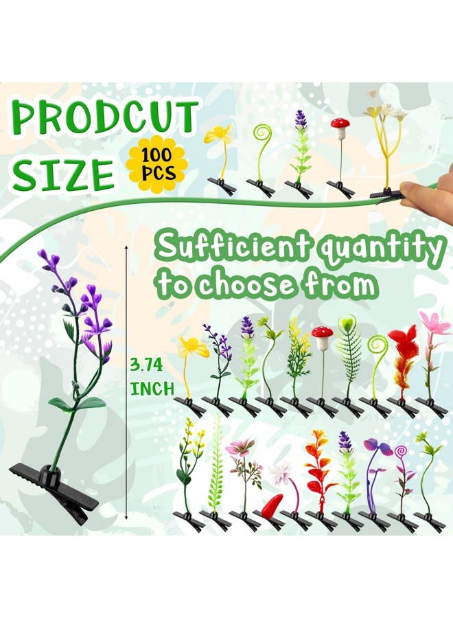 Haawooky 100 Pieces Bean Sprout Hair Clips,Mixed Style Plant Hairpins,Funny Plant Hairpins Hair Accessories for Women,Girls,Kids,Home Party,School - Image 2
