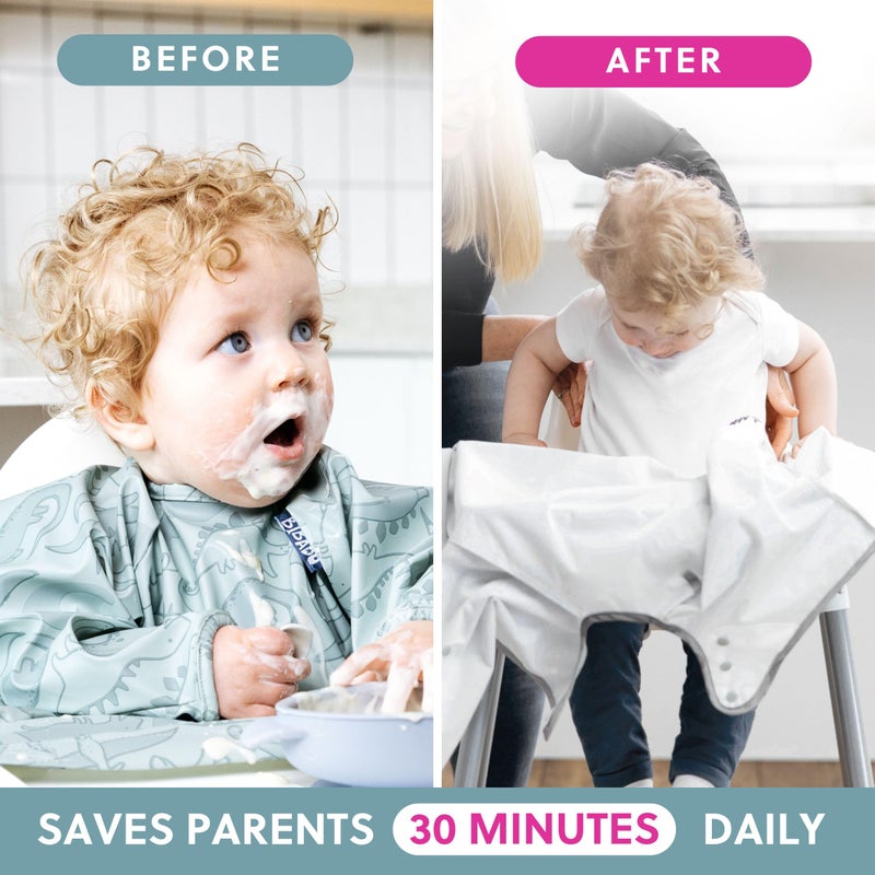 Bibado - Long Sleeve Baby Bibs - Babies & Toddlers 6-36 Months - Coverall Baby Led Weaning Bib - Easy Wipe  Soft & Waterproof - Image 5