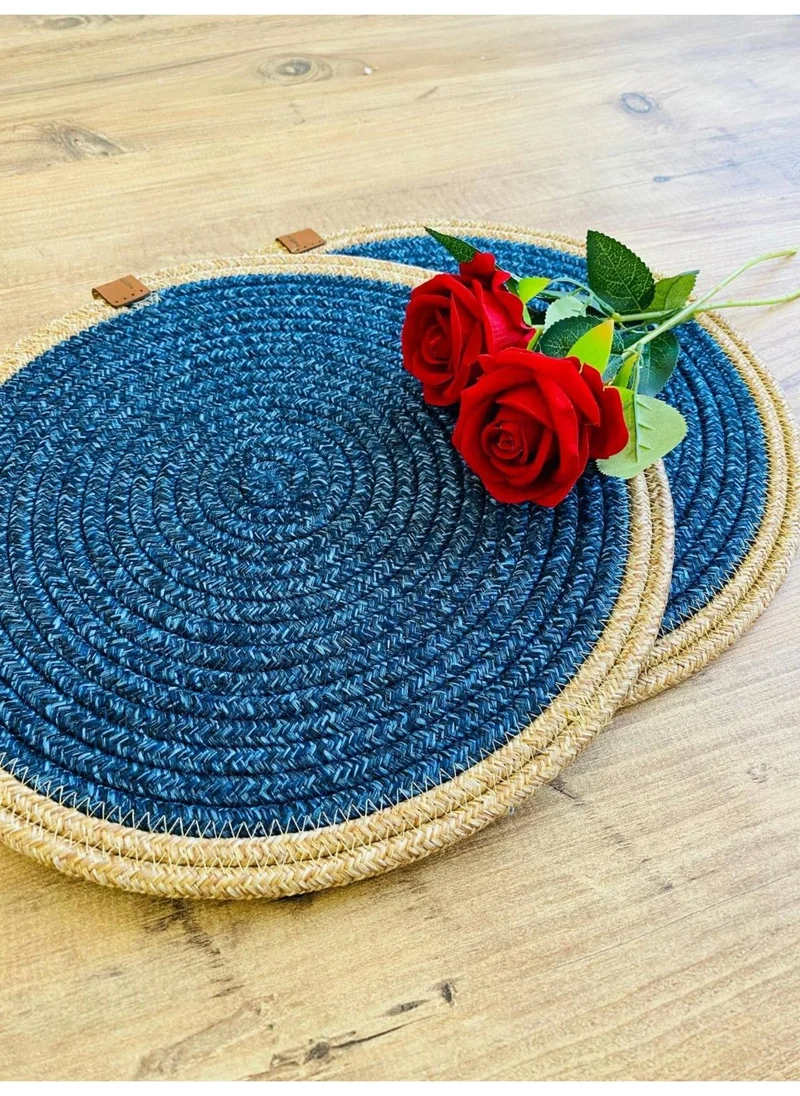 BDZ Deri BDZ Leather Wicker Jute Presentation Plate Mat American Service 2 Piece