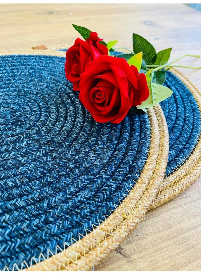 BDZ Deri BDZ Leather Wicker Jute Presentation Plate Mat American Service 2 Piece