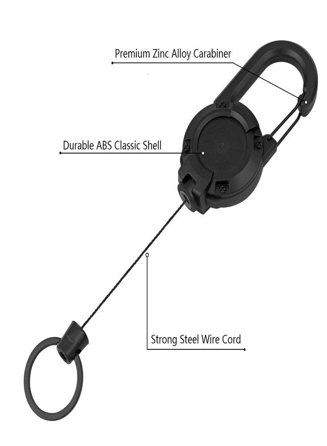 Merdia 2 Pack Heavy-Duty Retractable ID Badge Holder with Lanyard | Hard Plastic ID Card Holder with Clip & Carabiner | Key Card Reel Flexible Wire | Work & School Card Protector - Black - Image 5