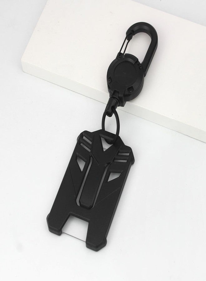 Merdia 2 Pack Heavy-Duty Retractable ID Badge Holder with Lanyard | Hard Plastic ID Card Holder with Clip & Carabiner | Key Card Reel Flexible Wire | Work & School Card Protector - Black - Image 3