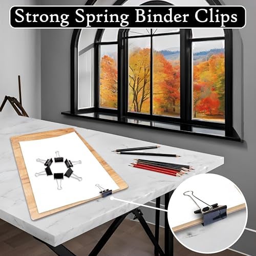 Eduway 32 mm Black Binder Clip - (Pack of 12) | Heavy-Duty Binder Clamp for Files, Notes, Drawing Board/Paper| Paper Holding Metal Clip for Home & Office | Durable Binding Clip for Kids & Adults - Image 5