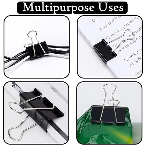 Eduway 32 mm Black Binder Clip - (Pack of 12) | Heavy-Duty Binder Clamp for Files, Notes, Drawing Board/Paper| Paper Holding Metal Clip for Home & Office | Durable Binding Clip for Kids & Adults - Image 4