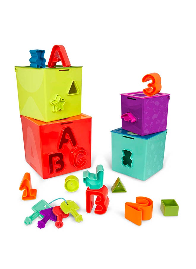 BATTAT - Sorting and Stacking Boxes, Activity Box Play Set, Lock and Learn Activity Cubes, Pre School Toys, Best Gift for Babies and Toddlers - Image 1